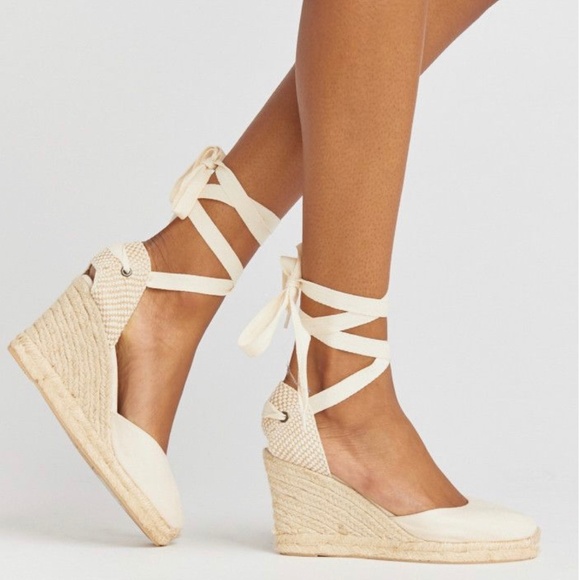 SPARTVS Carina Espadrille Wedge Heels Blue Canvas - Picture 2 of 7